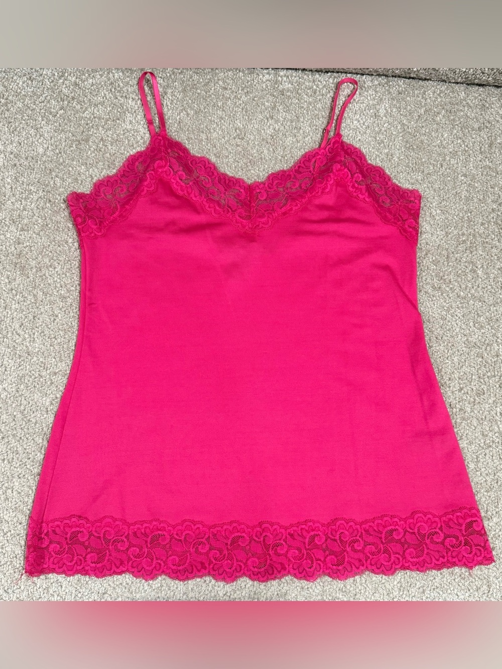 White House Black Market Hot Pink Lace-Trim Camisole